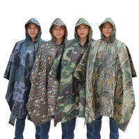 ผู้ใหญ่ผู้ชายแฟชั่นกลางแจ้งเดินป่าปีนเขามัลติฟังก์ชั่3-In-1 Camoflag เสื้อกันฝน Poncho เสื้อคลุมโพลีเอสเตอร์ Tent