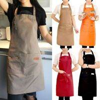 【CW】 Size Adult Bib Aprons With 2 Waist Pockets Plain Color Chef Waiter