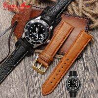 Dual-purpose cowhide wristband personalized watch chain Suitable for Rolex black and green water ghost AVI-8 leather watch strap male 20mm