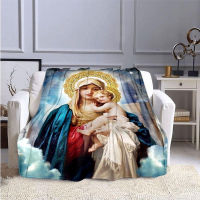 Jesus Mother Blessed Virgin Mary Blanket Classic Christian Pray Blanket Bedroom Living Room Sofa Office Travel Multi functional Personality Gift Blanket M136