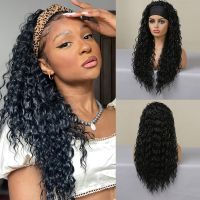 Curly Headband Synthetic Wigs Black Long Women Headband Wig Deep Water Wave Natural Hair For Black Women Fake Hair