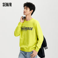 Semir เสื้อถักผู้ชาย2022ฤดูใบไม้ร่วงใหม่ตัวอักษร Jacquard เสื้อกันหนาวเวอร์ชั่นเกาหลีแฟชั่นวางไหล่รอบคอเสื้อกันหนาวด้านบน