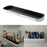 Shampoo Storage Rack Holder With Towel Bar Wall-Mounted Bathroom Storage Shelf No Drilling Shower Storage Organizer