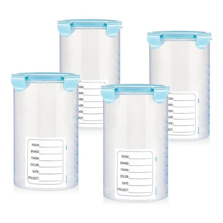 4 Pcs Plastic Paint Containers with Lids 50 Oz Paint Storage Containers