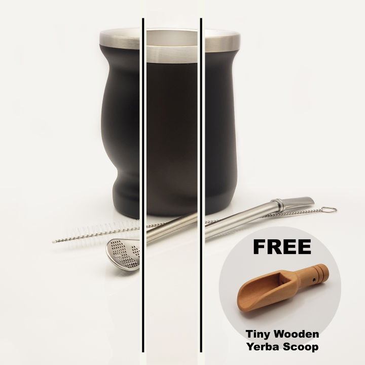 Complete Yerba Mate Kit for Starters - Stainless-Steel Mate Cup 2 Bombillas