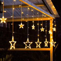 Moon Star Lamp Solar Led Lights Outdoor Street Garland Curtain String Light Festoon Christmas Decorations for Home new year 2022