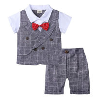 Baby Boys Gentleman Clothes British Suit Summer Toddler Baby Boys Gentleman Bowtie Plaid Outfits Wedding Party Birthday Clothes