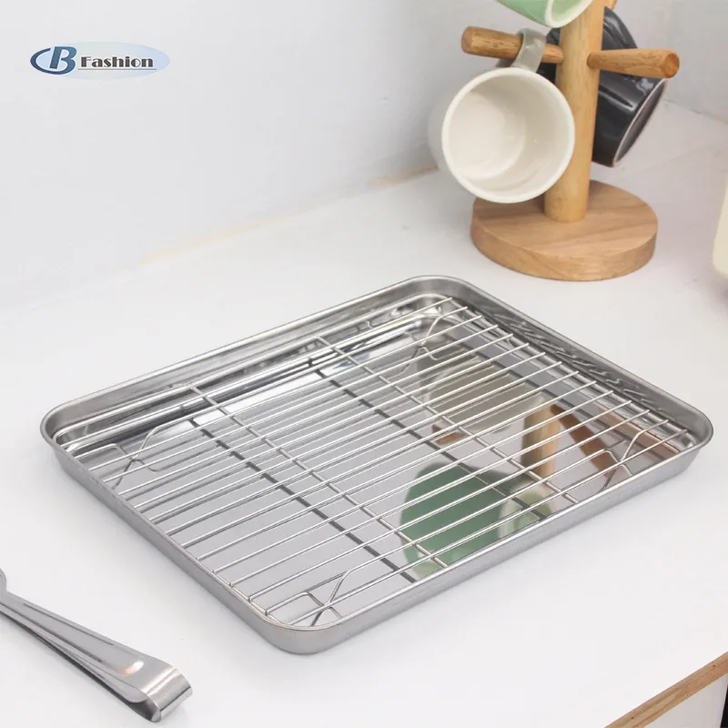 Heavy Duty Stainless Steel Baking Pans Toaster Oven Pan Barbeque Grill  Sheet Pan Hotel Sushi Cookie Sheet