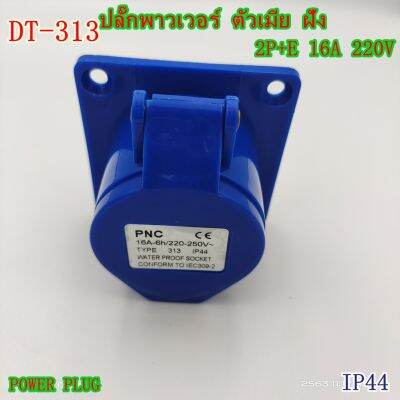 DT-313 ปลั๊กตัวเมียฝัง รุ่นหน้าตรง 2P+E 16A 220V