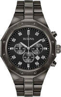 Bulova Classic Chronograph Mens Stainless Steel Diamond Black