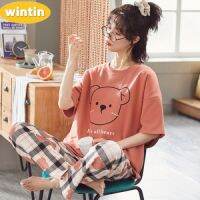 Wintin Foreign Trade Cross-Border Direct Supply Summer Hot Pajamas Womens Southeast Asian Suit Short-Sleeved Trousers Cartoon Outerwear Homewear