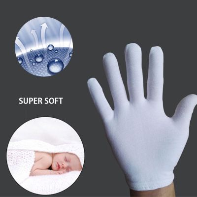 24 Pieces /12 Pairs Super Soft White Cotton Gloves Coin Jewelry Silver Inspection shooting Gloves Stretchable Lining Glove