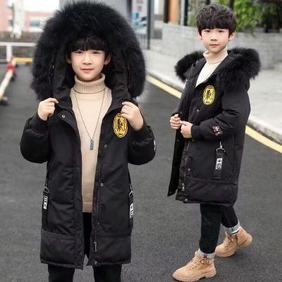 5 6 8 10 12 13 Years Teen Boys Winter Coat Thicken Warm Kids Jacket Fashion Long Style Zipper Hooded Children Outerwear Clothing