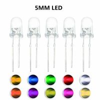 100pcs 5mm LED ไดโอด 5 มม. สารพัน ชุด สีขาวสีเขียวสีแดงสีน้ําเงินสีเหลืองสีส้มสีชมพูสีม่วงสีขาวอบอุ่น DIY ไดโอดเปล่งแสง