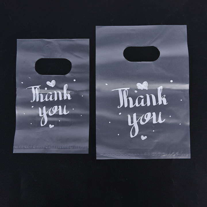 lowest-price-mh-100pcs-mini-thank-you-ถุงของขวัญพลาสติก-wedding-candy-bags-shopping-carrier-bags