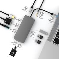 Splitter Type C Multi-Ftion อะลูมิเนียมแบบพกพาสำหรับฮับแมคบุ๊ก10 In 1ฮับพร้อม Usb ใหม่เครื่องอ่านการ์ดส่วนขยาย