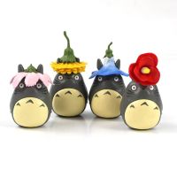 4ชิ้น/เซ็ต Tonari No Totoro Studio Ghibli Hayao Miyazaki ของเล่น Totoro Dandelion Camellia ดอกไม้ประดับตกแต่งตุ๊กตาขยับแขนขาได้ของเล่น