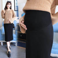 Maternity High Waist Belly Skirts Women Empired Belly Skirts Mid-Calf Pencil Skirts Office Long Straight Skirt