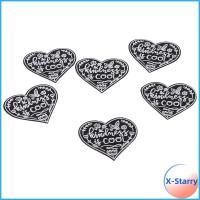 X-STARRY 6Pieces โพลีเอสเตอร์ แพทช์ shpe หัวใจน่ารัก 32.8นิ้ว หัวใจ shpe ตกแต่งเย็บบน/เหล็กบนแพทช์ เสื้อผ้าดีไอวาย Black Love Badge เสื้อผ้าแพทช์ปักเหล็ก สำหรับผู้หญิง