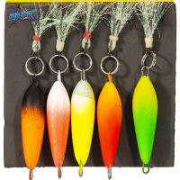 PRO 5Pcs เหยื่อตกปลาน้ำแข็งตะขอฤดูหนาวสีลอย Feather 3-Anchor Hooks สีสดใสเหยื่อประดิษฐ์