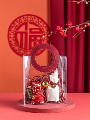 Gift bag transparent pvc handbag New Year Spring Festival ins wind gift bag gift baking with hand gift packaging bag 【MAY】