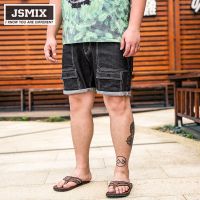 JSMIX กางเกงขาสั้นสำหรับผู้ชายขนาดพิเศษ Celana Pendek Denim ลำลองขนาดใหญ่ (36 48) 62N0030