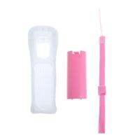 1SET SILICONE RUBBER CASE CASE CASE COVER ด้วยการเปลี่ยนสายรัดข้อมือสำหรับ WII Remote Controller