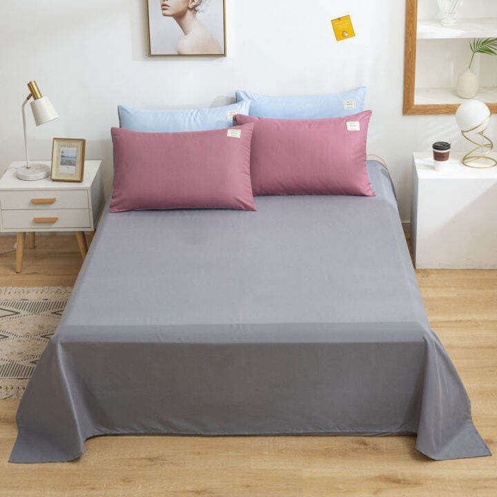 100 Bed Sheet Warna Sederhana Ramah Kulit Polos Brushed Selimut Tunggal