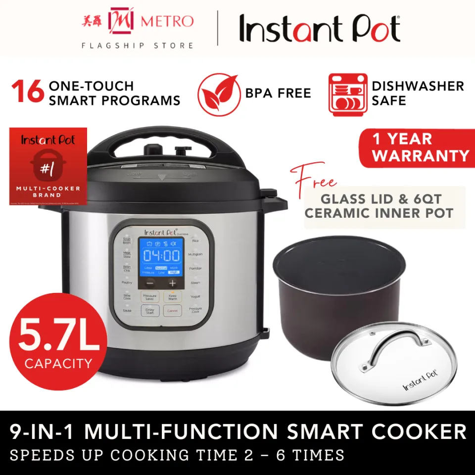 Duo Plus 9-in-1 Multi-Functional Smart Cooker with 6QT Ceramic Non-Stick  Inner Pot (6 QT/5.7 L) - Instant Pot Singapore