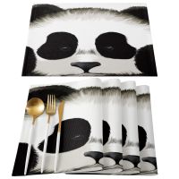 Panda Cartoon Lovely Animal 4/6pcs Table Pad Mats for Dining Table Home Kitchen Decor Accessories Linen Placemats Coaster