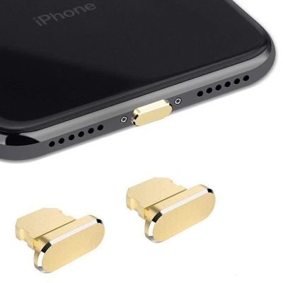 2ชิ้น Plug Anti Debu อะลูมินัมอัลลอยสำหรับ iPhone 14 Pro Max 13 12 Mini 11 XS 8 Plus iPad AirPods Apple ชุดฝาครอบพอร์ตไลท์นิ่ง
