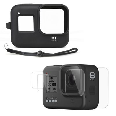 เคสซิลิโคนสำหรับ Gopro Hero 8กล้องแอ็กชันสีดำปลอกหุ้มนิ่มถุงคลุมกระเป๋าสำหรับอุปกรณ์เสริมโกโปรพระเอก8ชิ้น