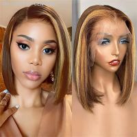 Highlight Wig Human Hair Bob Wig Short Straight Body Curly Bob Wig Lace Front Human Hair Wigs Piano Cheap Wig On Clearance Seal [ Hot sell ] TOY CENTER