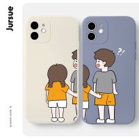 Ready Stock! JURSUE เคสคู่ เคสไอโฟน คู่รัก กันกระแทกซิลิโคนนุ่มการ์ตูนน่ารักตลก เคสโทรศัพท์ Compatible for iPhone 14 13 12 11 Pro Max SE 2020 X XR XS 8 7 6 6S Plus พลัส XYH257