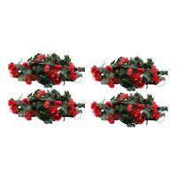 Artificial Rose Fake Flowers Hanging Plant Wall Home Balcony Basket Decor Pack of 4