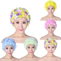 3D Flower Women Bathing Cap Handmade Breathable Swimming Bath Cap Soft Long Hair Diving Hood Ear Protection Pool Accesories Swim Caps