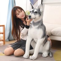 【LZ】✷  Gigante simulação cão brinquedo de pelúcia recheado vida real Husky cachorro boneca brinquedos macios pet presentes de aniversário meninos decoração de casa