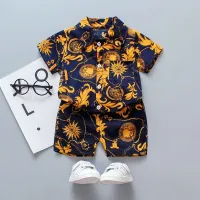 KTtrade 0-7 Years Boys Clothing Sets Summer Baby Boys Short Sleeve Floral Print Tops Blouse T-shirt+Shorts Children Casual Outfits Sets