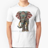 Ornate Elephant ( Color Version ) T Shirt Cotton 6Xl Elephant Bioworkz Pachyderm Ornate Patterns Mandala Sacred Geometry Hand