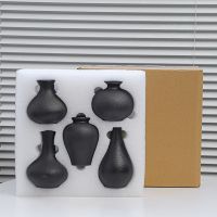 5Pcs/Black Ceramic Small Vase Home Decoration Crafts Tabletop Ornament Simplicity Decoration