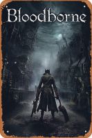 ภาพการ์ตูนโปสเตอร์รูป Bloodborne แผ่นดีบุกติดผนังป้ายเหล็กย้อนยุคภาพวาดแผ่นโลหะโบราณโปสเตอร์ตกแต่งผนังงานศิลปะแขวนสำหรับบาร์คาเฟ่สนามบ้าน