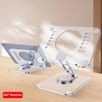 New Foldable Tablet Transparent Acrylic Bracket Stand 360° Rotation Hollowed Cooling Stand Aluminum Alloy Holder Desk iPad Mount