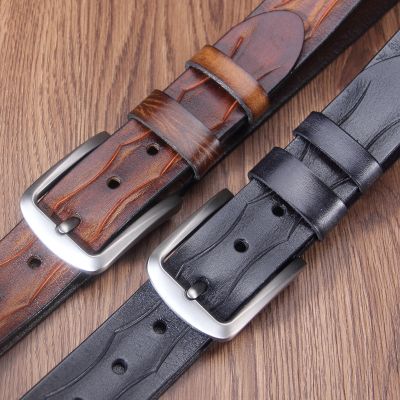 Men belt vintage leather wide width 3.8 needle leisure buckle male money ✒