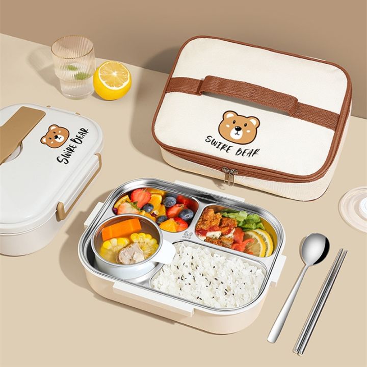 304 Stainless Steel Lunch Box For Adults Kids School Office Microwavable  Bento Box With Bag Insulated