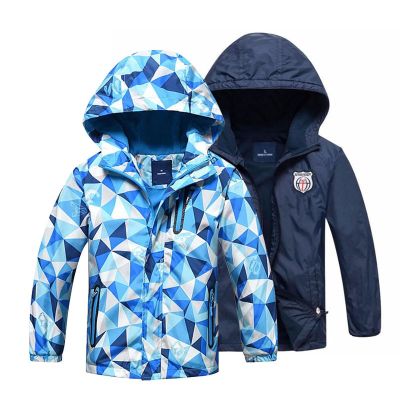 Kids Clothes Children Outerwear Warm Polar Fleece Coat Hooded Waterproof Windproof Baby Boys Jackets For 3-12Y Autumn Winter