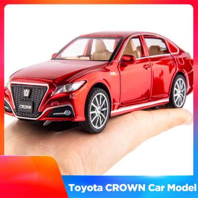 1:32โมเดลรถโลหะผสม Toyota CROWN ยานพาหนะของเล่นจำลองโมเดลรถของเล่นโลหะจำลองเสียงเบาดึงกลับของขวัญสำหรับเด็ก