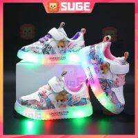 【Suge】รองเท้าผ้าใบลําลอง มีไฟ LED เรืองแสง พื้นนิ่ม ระบายอากาศ กันลื่น เข้ากับทุกการแต่งกาย แฟชั่นเจ้าหญิง สําหรับเด็กผู้หญิง นักเรียน