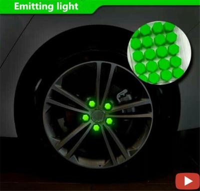 【CW】 FLYJ 20 Car Hub Screw Cover luminous Caps Rims Siliconel glow rubber cap auto accessories Stylin