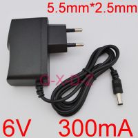 1pcs 6V 300mA AC 100V-240V Converter power Adapter DC 6V 0.3A Switching power supply EU Plug DC 5.5mm x 2.1mm -2.5mm