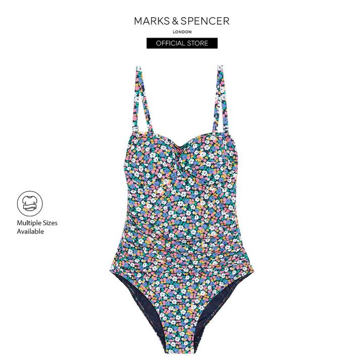 M&S Tummy Control Printed Bandeau Swimsuit - T52/8973